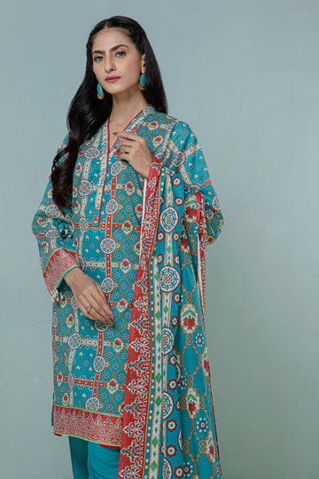 Bonanza Satrangi Teal Lawn Suit Ask223p54 Eid Pret 2022 Online Shopping